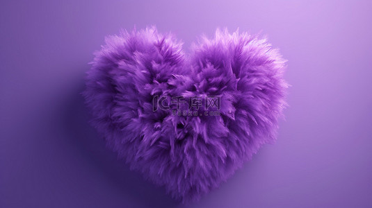 紫色婚礼爱心背景图片_紫色蓬松心的 3D 插图