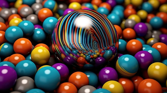 充满活力的装饰球体未来派 3D 艺术品