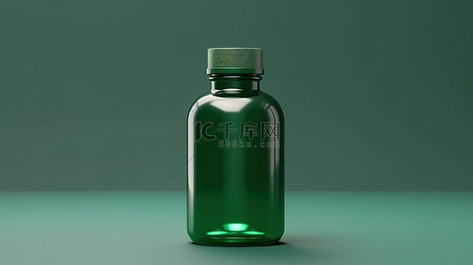 绿色模拟塑料药瓶的 3D 插图