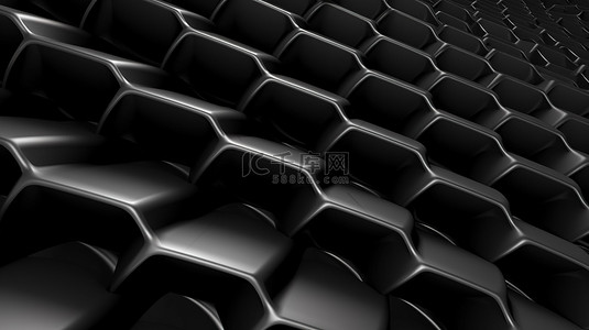 黑色背景互联网背景图片_未来派 3D 插图蜂窝抽象背景与黑色色调