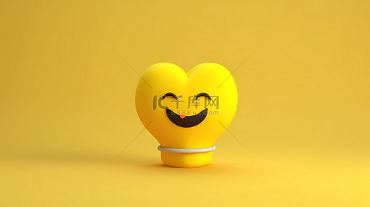3D 渲染黄头图释在充满活力的工作室背景下表达爱