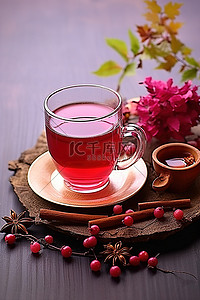 四季变换背景图片_热红酒浆果茶