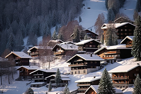 集美雪村背景图片_瑞士席勒多夫滑雪村