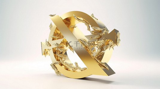 金币金色背景图片_白色上呈现的金色 3D 欧元符号是汇率投资和金融市场的完美图像