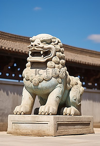 北部背景图片_京畿村北部一座寺庙的狮子雕像