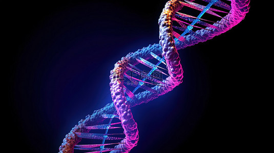 基因科学医疗背景图片_在显微镜下可视化基因突变 3d DNA 螺旋