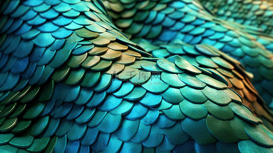 令人惊叹的 3D 海洋奇幻美人鱼尾巴龙鳞片和爬行动物皮肤