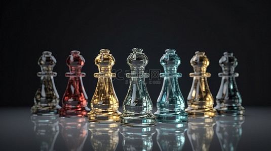 国际象棋游戏的独立 3D 渲染中的水晶棋子