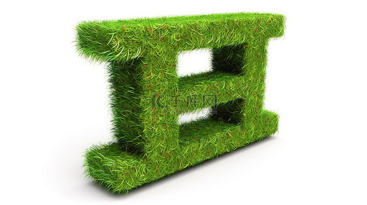 全球覆盖背景图片_白色背景的 3D 渲染，电子邮件标志覆盖着郁郁葱葱的绿草