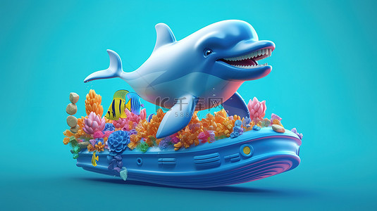 海豚鱼背景图片_俏皮的海豚 3D 图形设计