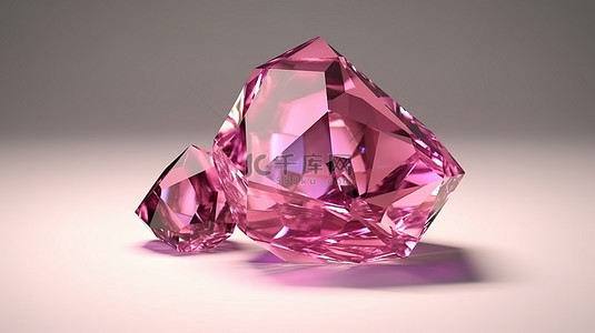 红色菱形背景背景图片_3D 渲染中的多面粉红色宝石