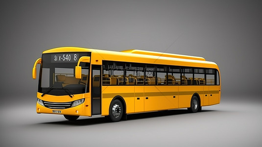 客运背景图片_客运标志性黄色城市巴士的 3D 插图