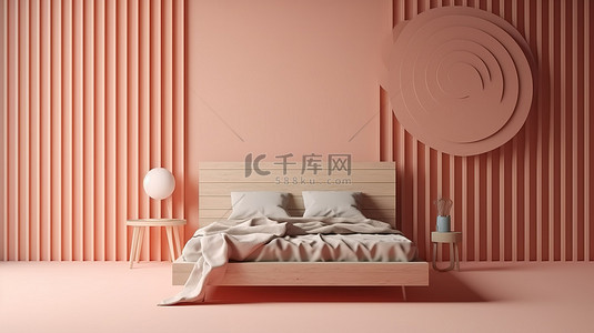 红与绿背景图片_超现实卧室渲染与简约设计