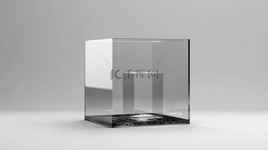 用于展览的空置玻璃展示柜的 3D 渲染模型