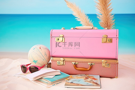 旅行粉色背景图片_我刚刚买了一个新的夏季行李箱，并为我的夏季旅行准备了一些新的行李箱