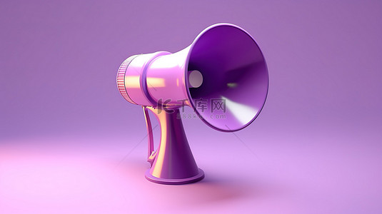 紫色背景与卡通扩音器的 3d 渲染