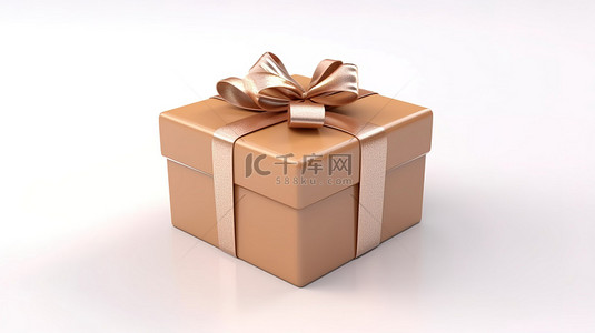 白色背景上带有标签或标签的礼品盒的 3D 渲染