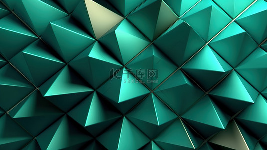 豪华动态几何风格商业背景与绿色三角形3D插图