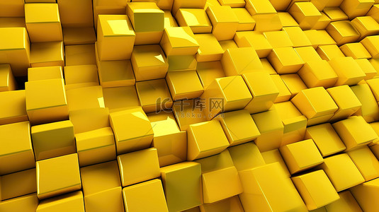 大型黄色几何多边形图案挤压盒的 3d 插图
