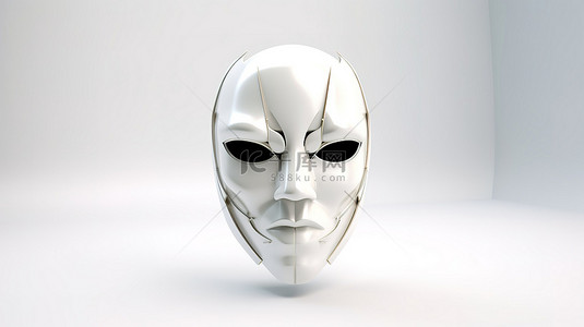 面具舞会舞会背景图片_带面具的白色背景的 3d 插图