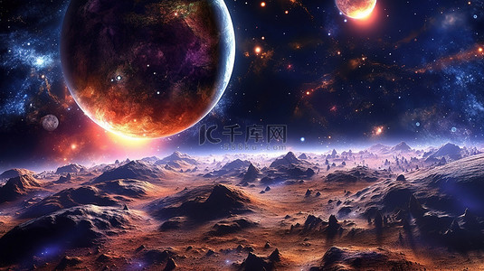星球圈背景图片_超凡脱俗的星系背景与大气照明在 3d 中创建