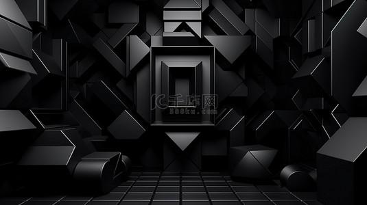 黑色几何背景非常适合商业活动海报和黑色星期五促销 3d 渲染