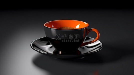 高腳杯背景图片_黑色背景上 3D 渲染的光滑杯子