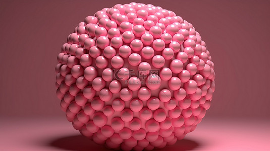 在这张 3D 插图中，无数的圆圈形成了一个引人注目的粉红色球体
