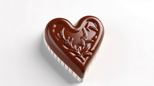 白色浪漫背景图片_3d 巧克力心渲染在白色背景上