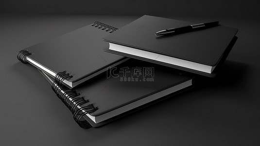 广告品牌设计背景图片_用于以 3D 渲染的广告和品牌目的的空白笔记本的白色背景模型