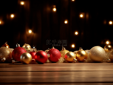 圣诞节新年挂饰球节日广告背景