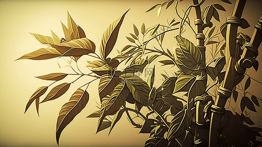 竹子黄色光影