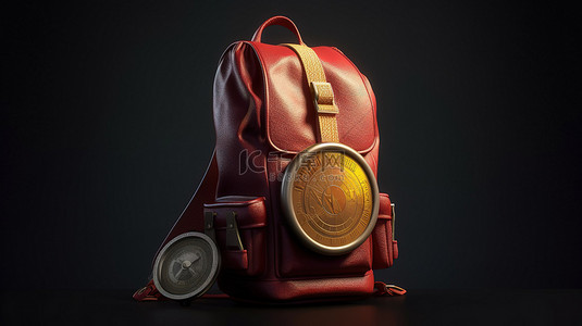 新款背包背景图片_3D 奖牌硬币上的标志性背包设计