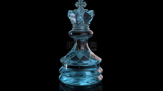 棋子背景图片_国际象棋游戏 3D 渲染中的孤立水晶皇后棋子