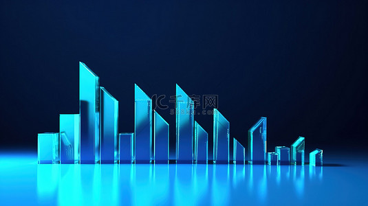 蓝色 3D 背景用白色图形箭头说明业务的逐步增长