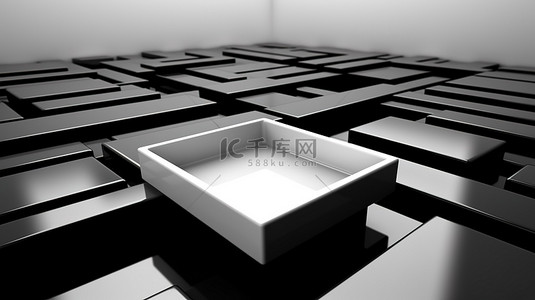用于展览展示的方形设计的 3D 抽象单色平台