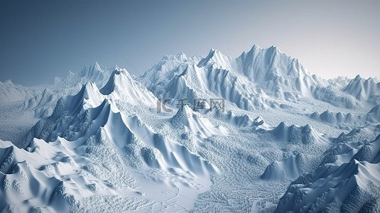 3d 渲染中的白色雪山