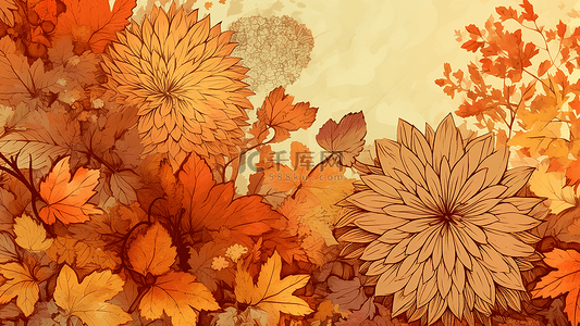 秋天唯美植物边框背景