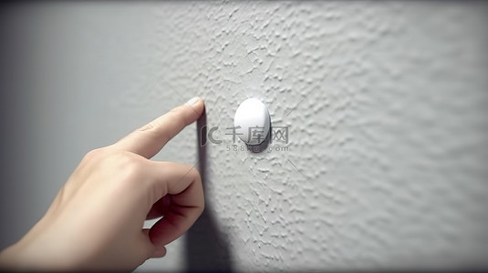 呼叫器按钮背景图片_3d 手压云按钮，用纸和图钉固定在墙上