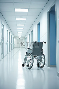 轮椅和医院走廊