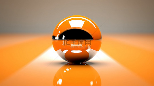 闪亮的橙色球体是 3D 现代抽象艺术品