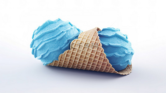 3d 渲染的蓝色威化冰淇淋喜悦