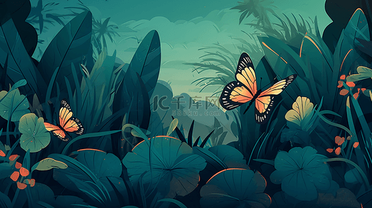 彩色蝴蝶结插画背景图片_美丽的蝴蝶植物装饰图案