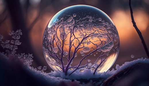 冬天抽象光影背景图片_冬天冰晶树枝背景