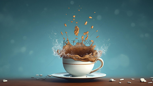 卡通牛奶背景图片_咖啡饮品热饮溢出液体