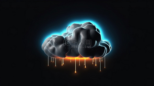 天气阴雨背景图片_带有闪电云的阴雨天气预报图标的 3D 渲染
