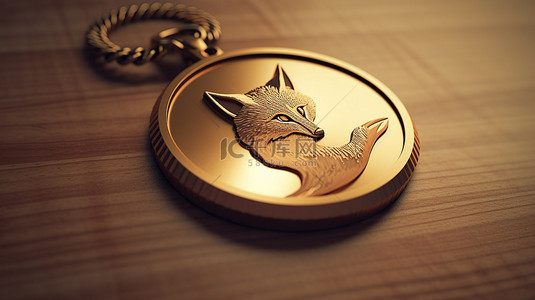蝉和狐狸背景图片_狐狸图标 3d 奖牌硬币