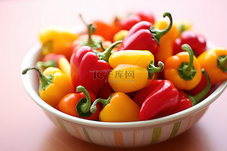 鲜艳的红色背景图片_白碗里放一些颜色鲜艳的红色和黄色辣椒