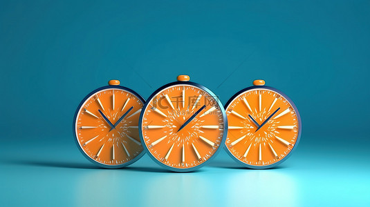 渲染海报背景图片_橙色背光小时切片 3D 亚克力时钟，背景为蓝色针