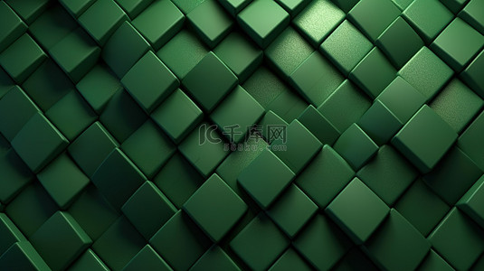 绿色几何背景上的 3D 渲染浮雕图案
